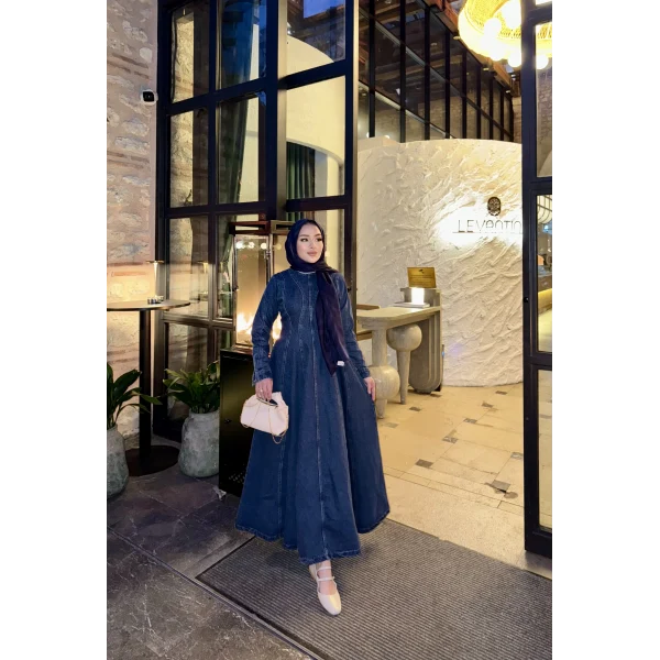 Linda Kot Elbise - Koyu Mavi