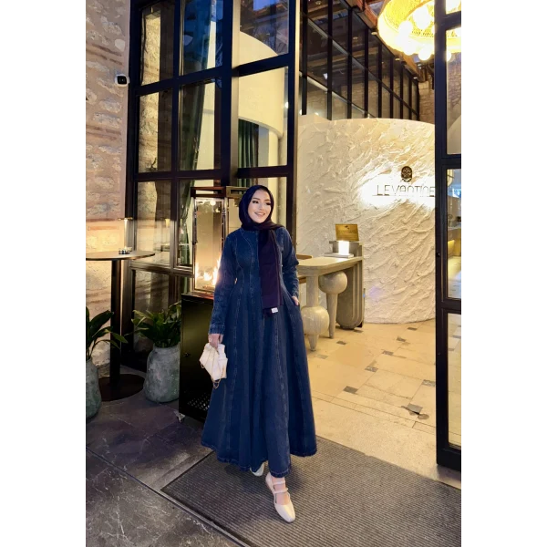 Linda Kot Elbise - Koyu Mavi