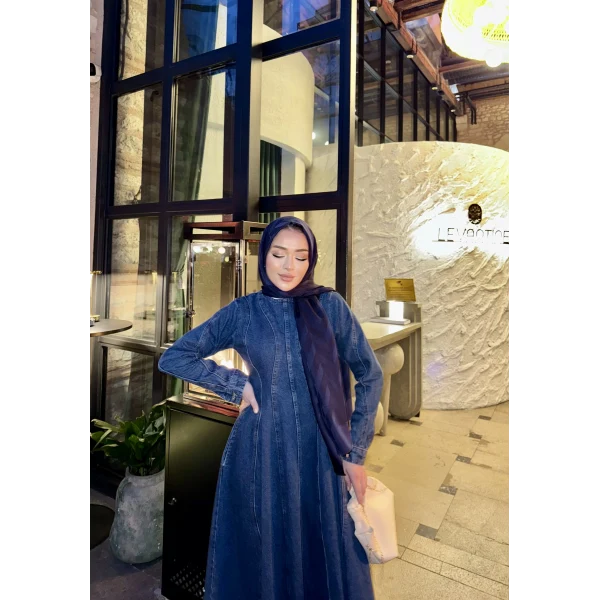 Linda Kot Elbise - Koyu Mavi