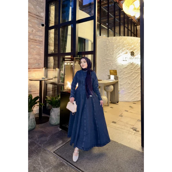 Linda Kot Elbise - Koyu Mavi