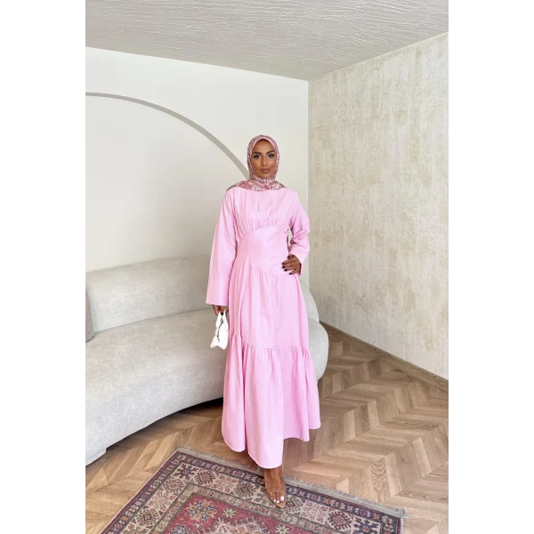 Linen Elbise - Pembe