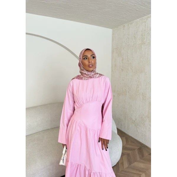 Linen Elbise - Pembe