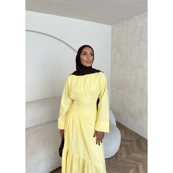 Linen Elbise - Sarı