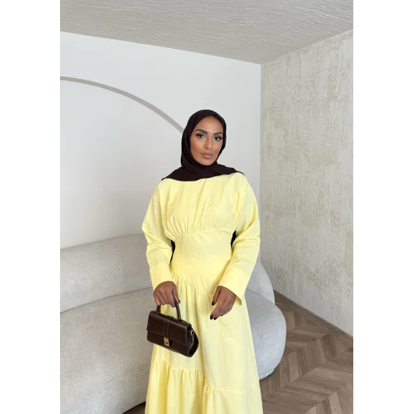 Linen Elbise - Sarı