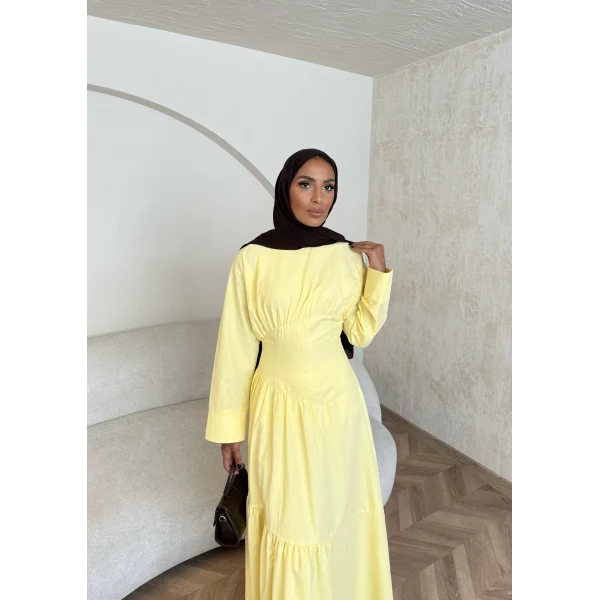 Linen Elbise - Sarı
