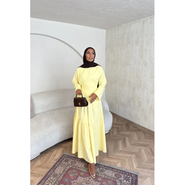 Linen Elbise - Sarı