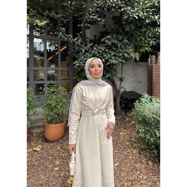 Lolita Deri Elbise - Bej