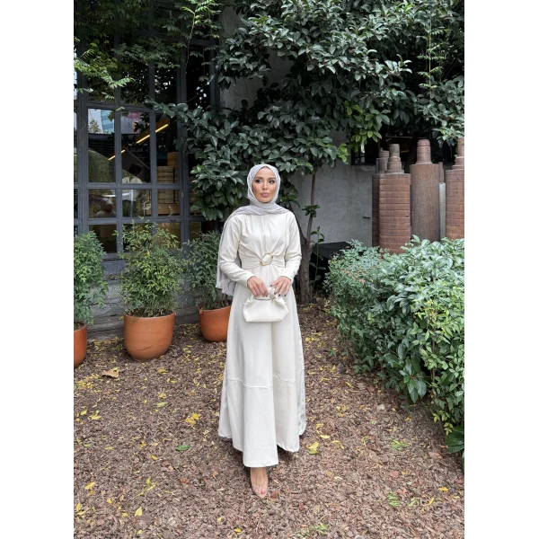 Lolita Deri Elbise - Bej