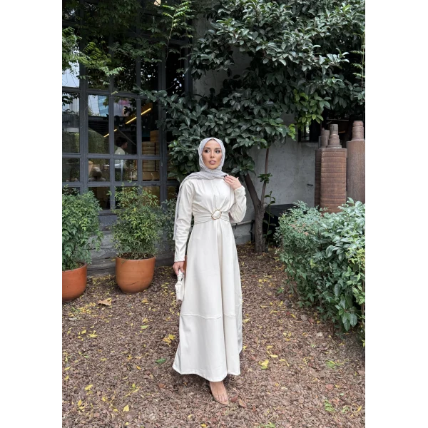 Lolita Deri Elbise - Bej