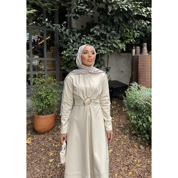 Lolita Deri Elbise - Bej