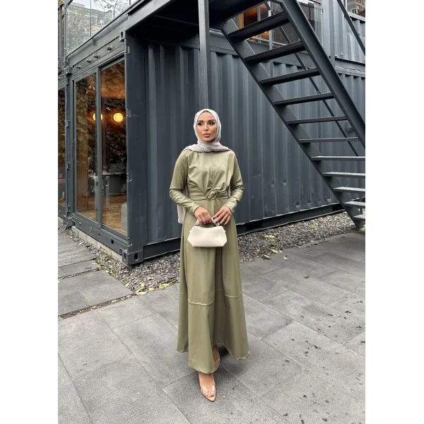 Lolita Deri Elbise - Haki