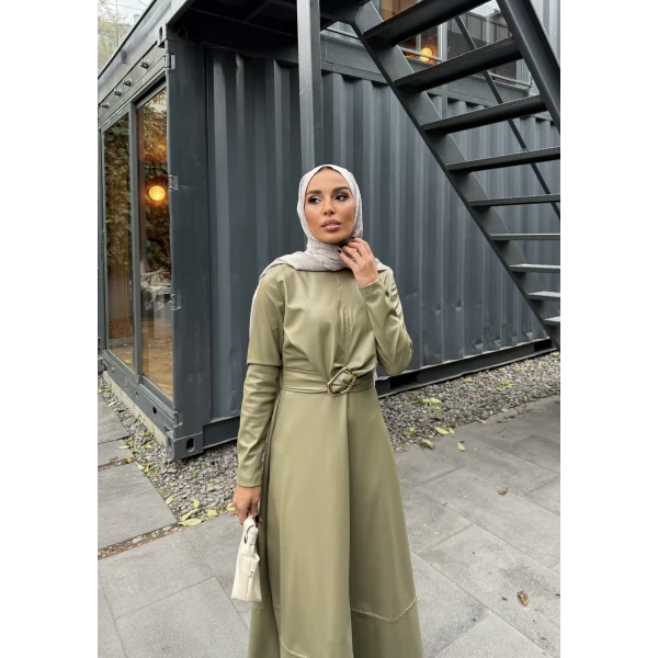 Lolita Deri Elbise - Haki