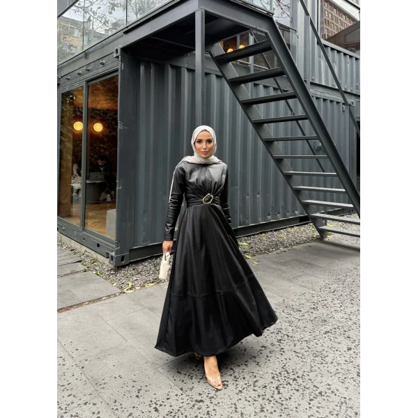 Lolita Deri Elbise - Siyah