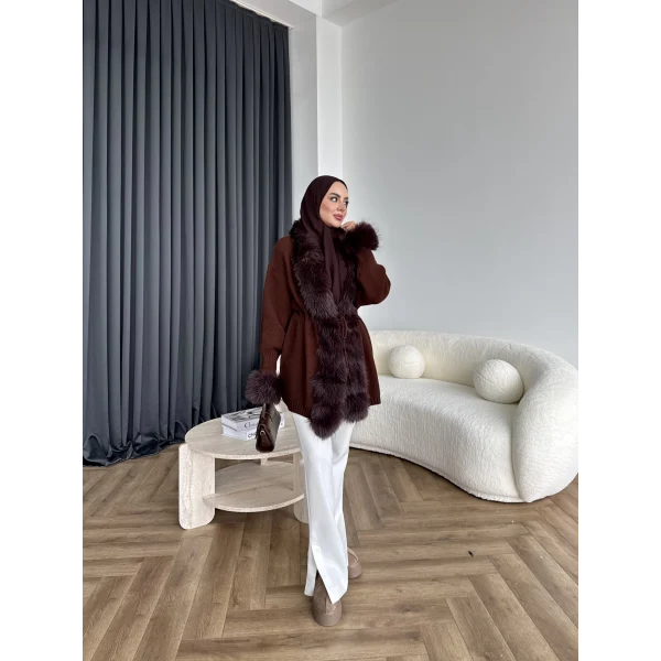 Luella Kürk Detaylı Hırka - Acı Kahve