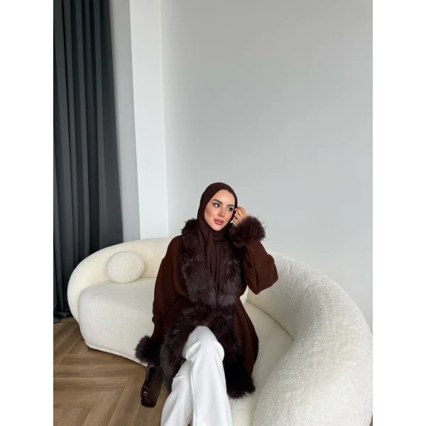 Luella Kürk Detaylı Hırka - Acı Kahve