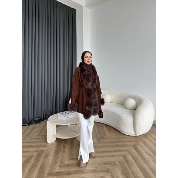 Luella Kürk Detaylı Hırka - Acı Kahve