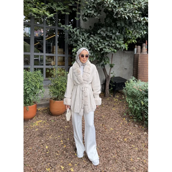 Luella Kürk Detaylı Hırka - Bej