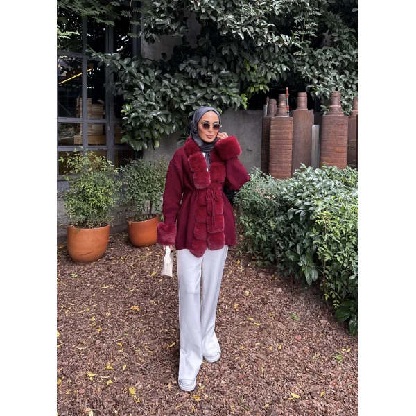 Luella Kürk Detaylı Hırka - Bordo