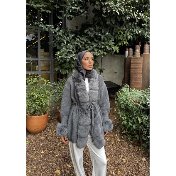 Luella Kürk Detaylı Hırka - Gri