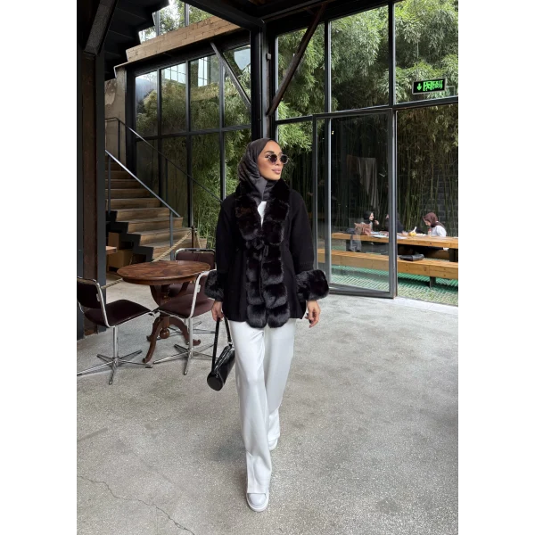 Luella Kürk Detaylı Hırka - Siyah