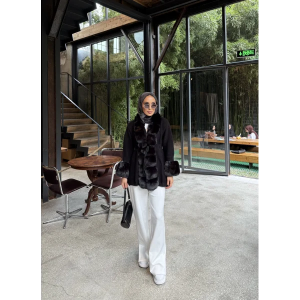 Luella Kürk Detaylı Hırka - Siyah