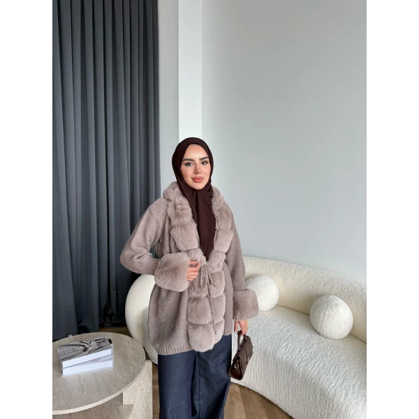 Luella Kürk Detaylı Hırka - Vizon
