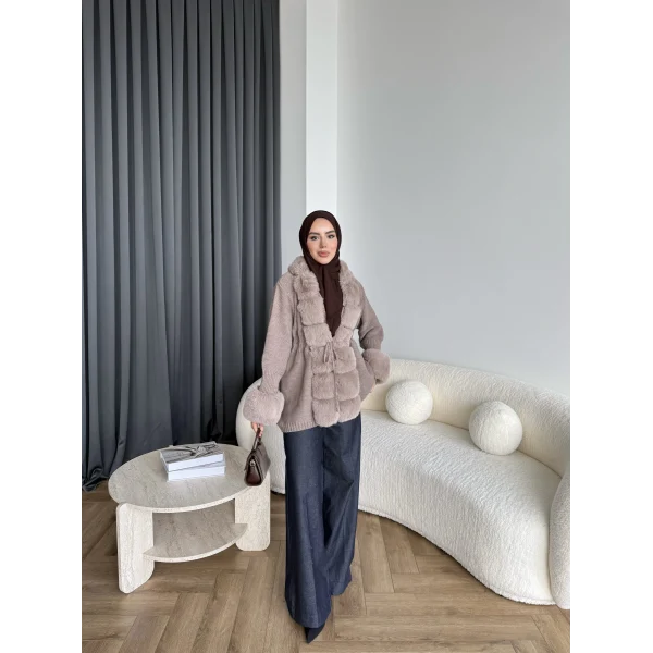 Luella Kürk Detaylı Hırka - Vizon