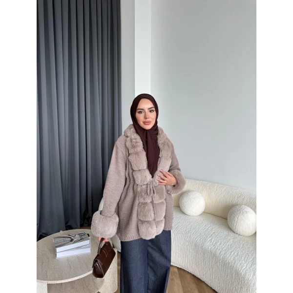Luella Kürk Detaylı Hırka - Vizon