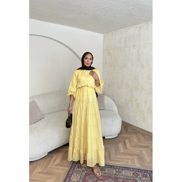 Manu Pamuk Elbise - Sarı