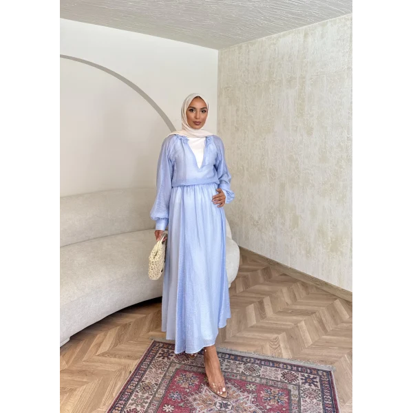 Maysa Tül Etekli Takım - Mavi