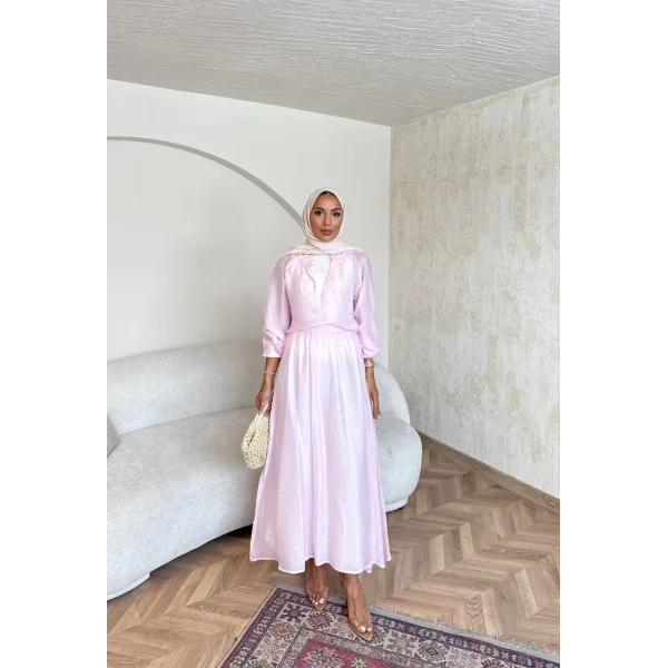 Maysa Tül Etekli Takım - Pembe