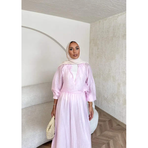 Maysa Tül Etekli Takım - Pembe