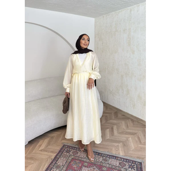 Maysa Tül Etekli Takım - Sarı