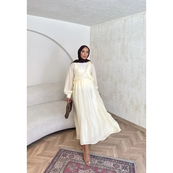 Maysa Tül Etekli Takım - Sarı