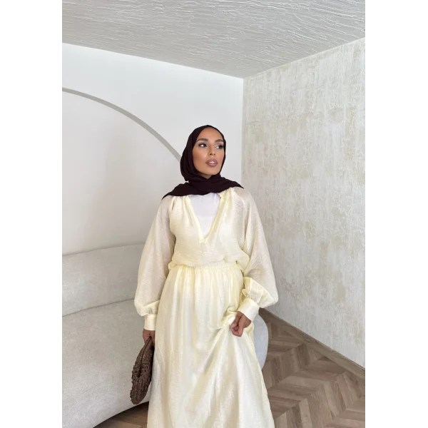 Maysa Tül Etekli Takım - Sarı