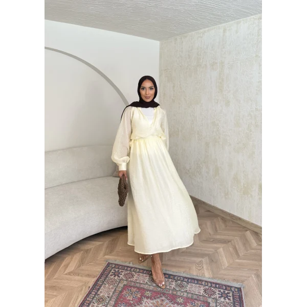 Maysa Tül Etekli Takım - Sarı