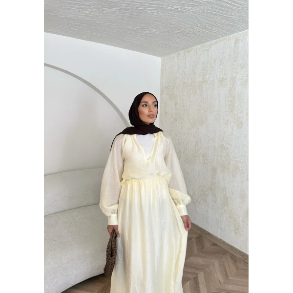 Maysa Tül Etekli Takım - Sarı