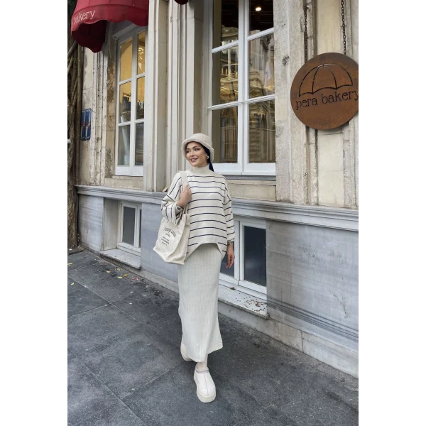 Mella Kazak Detaylı Jile Takım - Beyaz