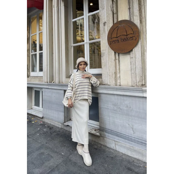 Mella Kazak Detaylı Jile Takım - Beyaz