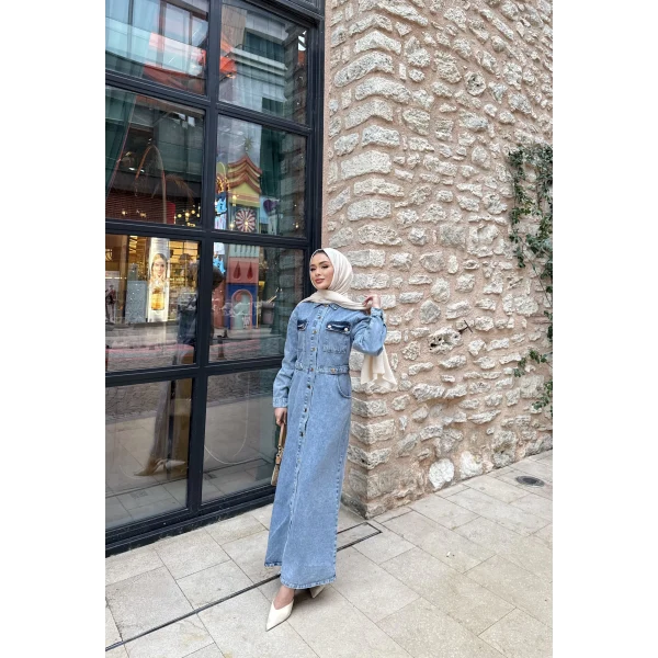 Melsa Kot Elbise - Açık Mavi