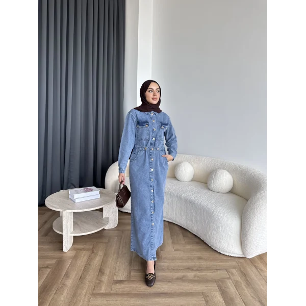 Melsa Kot Elbise - Açık Mavi