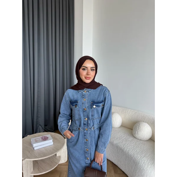 Melsa Kot Elbise - Açık Mavi