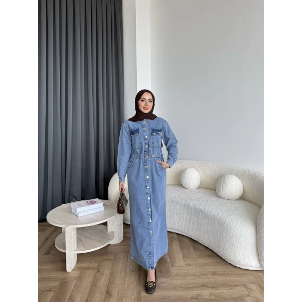 Melsa Kot Elbise - Açık Mavi