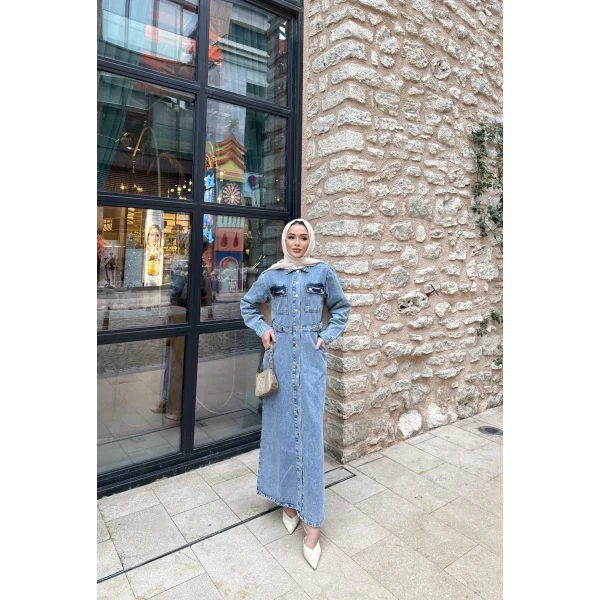 Melsa Kot Elbise - Açık Mavi