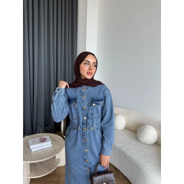 Melsa Kot Elbise - Açık Mavi