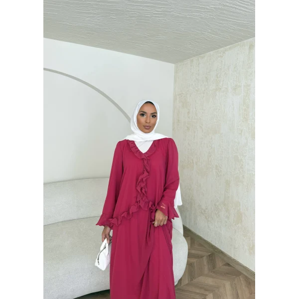 Meslen Şifon Elbise - Pembe