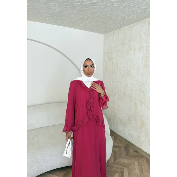 Meslen Şifon Elbise - Pembe