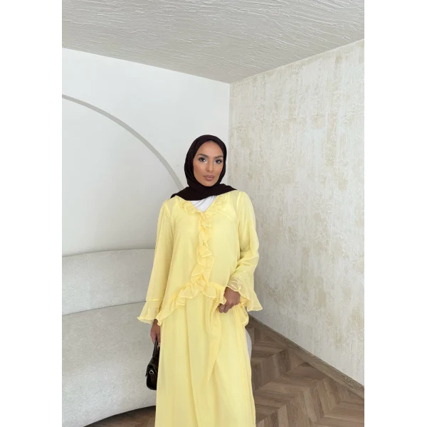 Meslen Şifon Elbise - Sarı