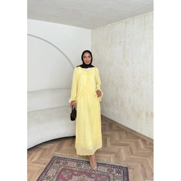 Meslen Şifon Elbise - Sarı