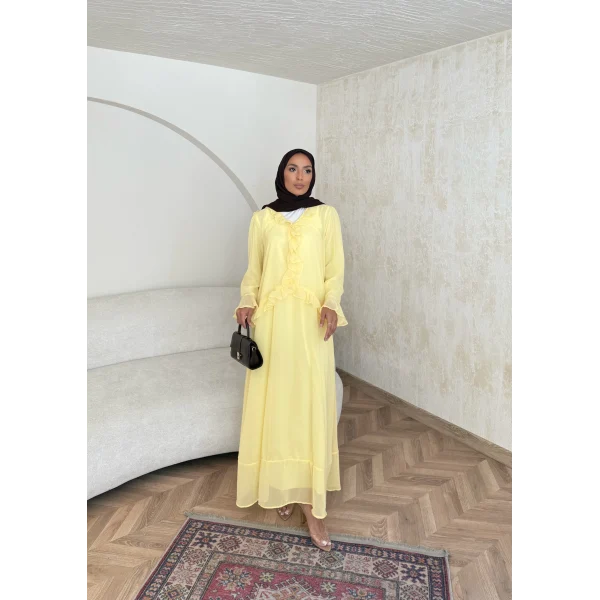 Meslen Şifon Elbise - Sarı